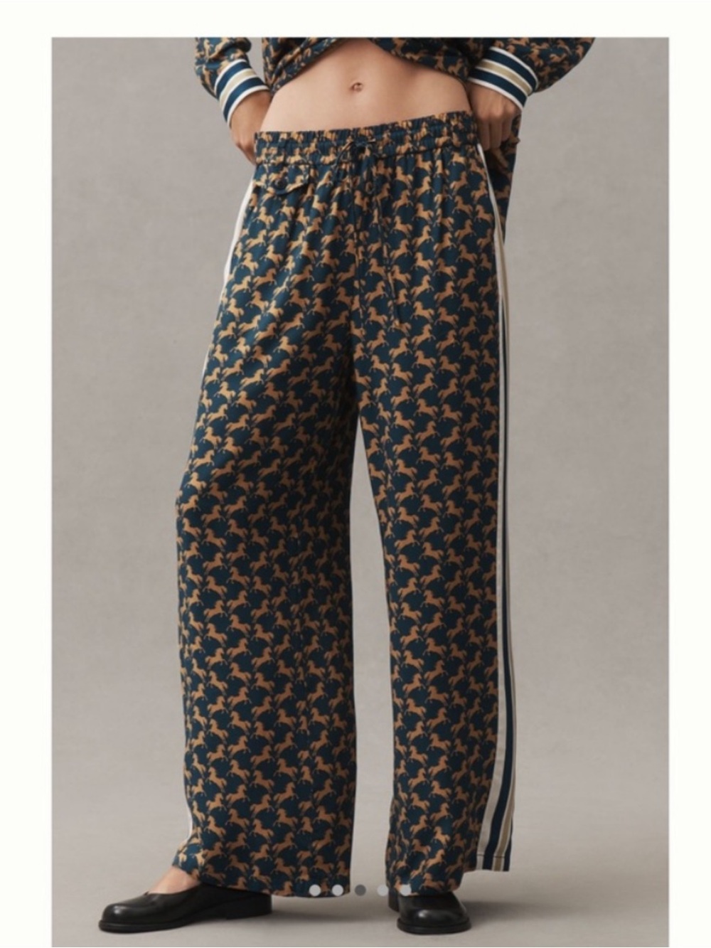 The Brooklin Tie-Front Printed Pull-On Pants by Maeve